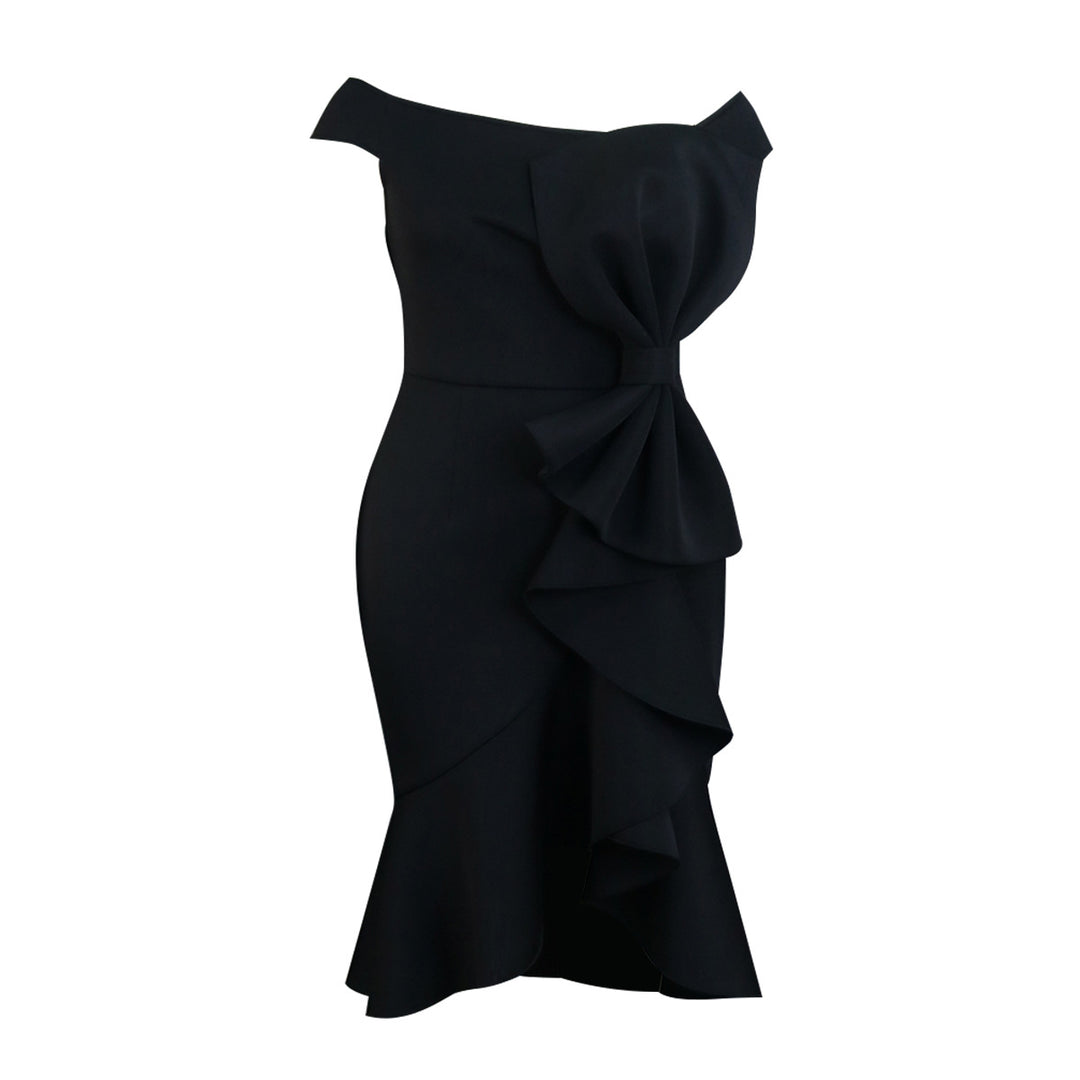 Damen Elegantes Abendkleid mit asymmetrischem Rüschendesign Drune