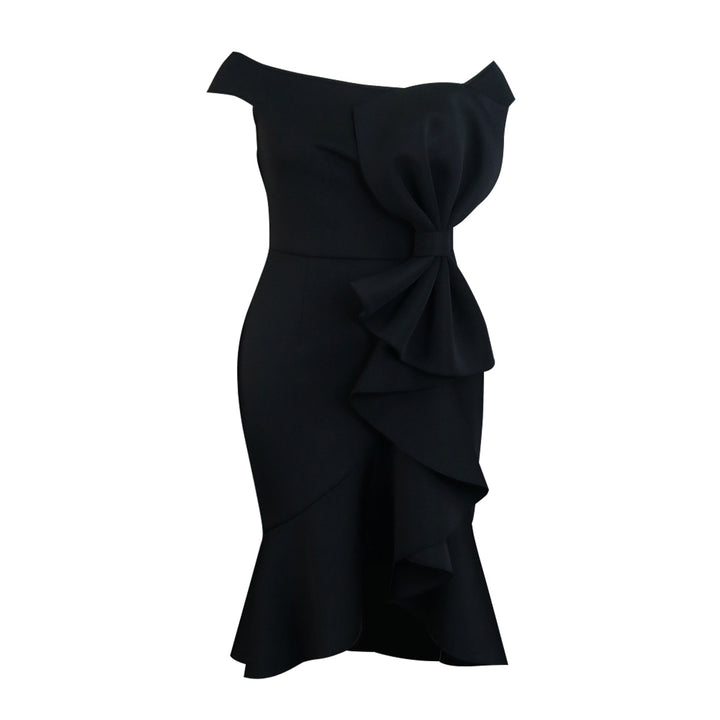 Damen Elegantes Abendkleid mit asymmetrischem Rüschendesign Drune