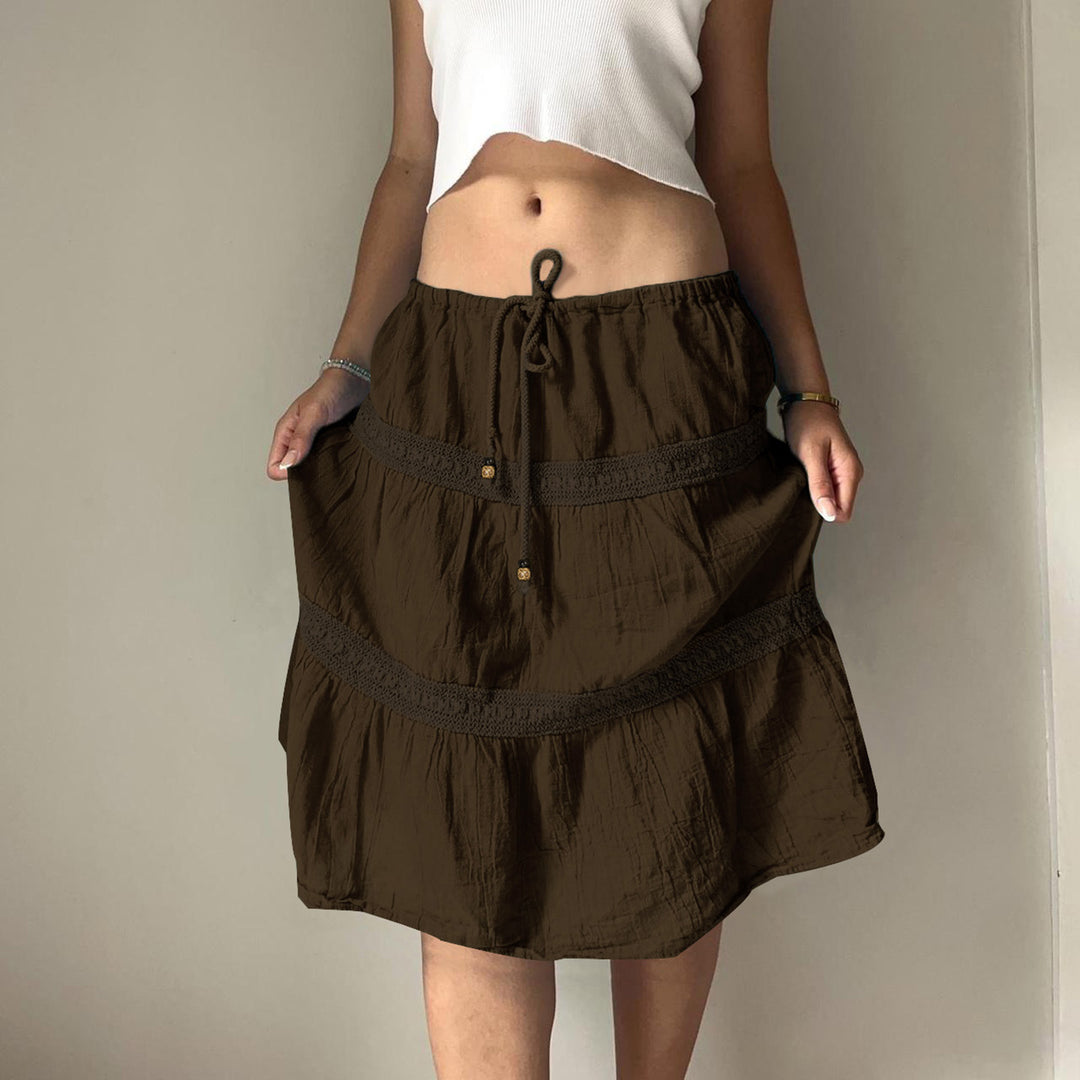 Damen luftiger Jumpskirt mit elastischem Bund und Raffungen Drune