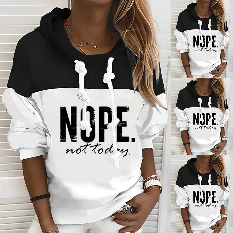 Damen lässiger Kapuzenpullover mit modischem Schriftzug Drune