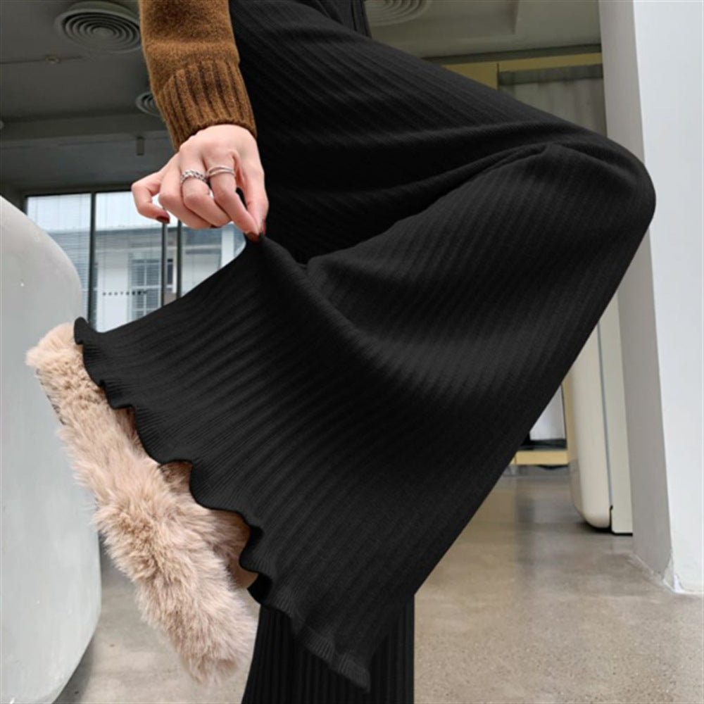 Damen Fließende Strickhose mit weichem Material und elegantem Saum Drune