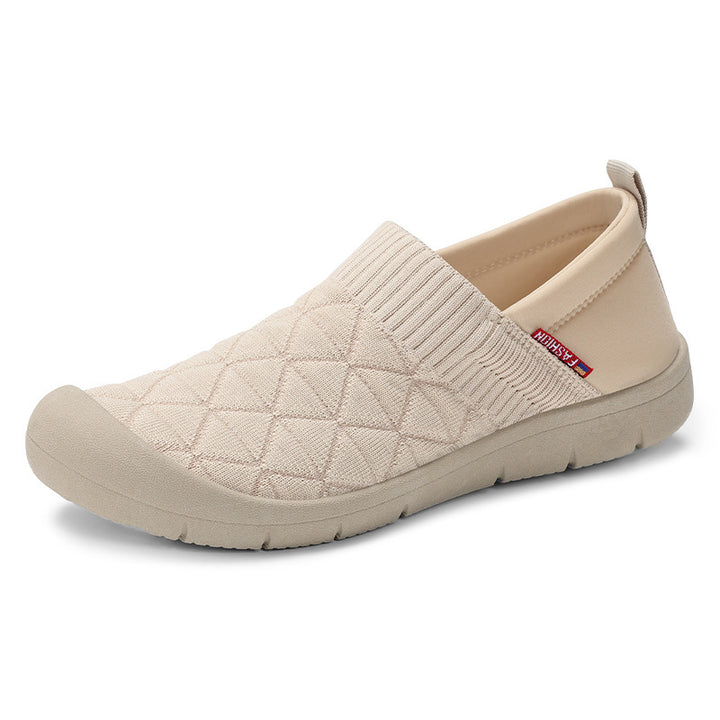 Damen nan atmungsaktiver gestrickter Slip-On Komfort-Halbschuh mit elastischem Schaft und stoßdämpfender EVA-Sohle Drune