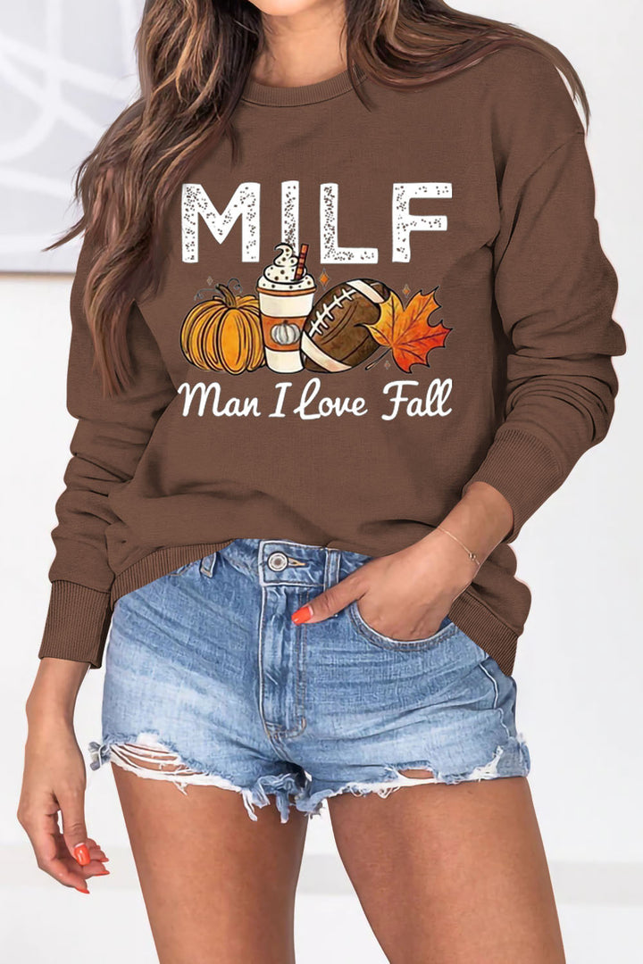 Damen Sweatshirt mit herbstlichem Essenzen-Motiv und inspirierendem Schriftzug Drune