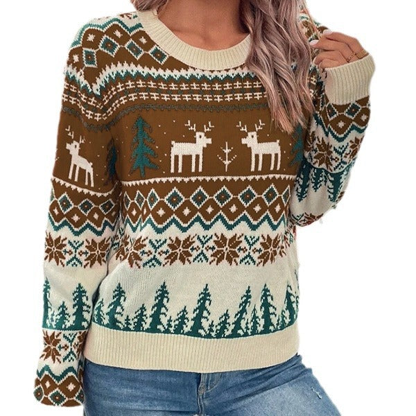 Damen Weihnachtspullover mit festlichem Rentier-Design und weichem Material Drune