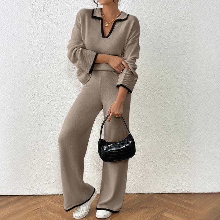 Damen Großer Strickpullover und lässige Pants Kombination Drune