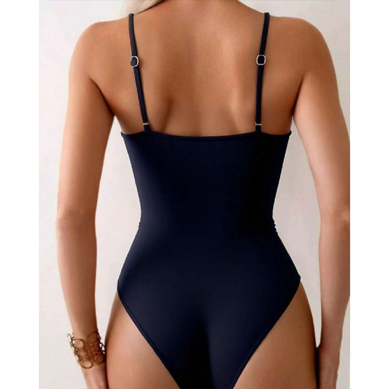 Damen Hochwertiger Cut-Out Badeanzug mit dekorativen Schnallen Drune