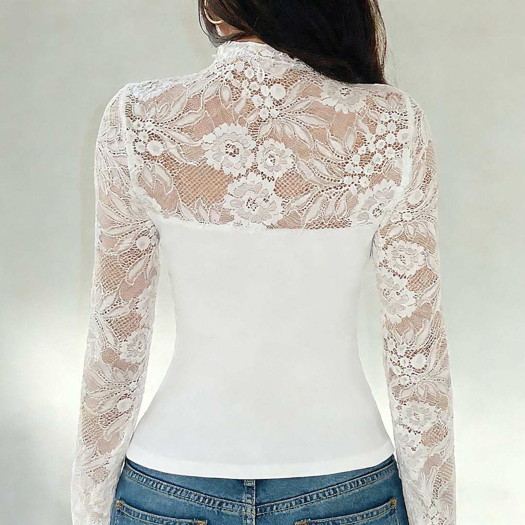 Damen Spitzenbluse mit schickem Halsteil und raffinierter Passform Drune