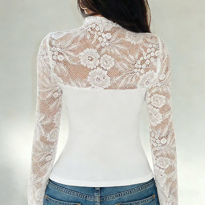 Damen Spitzenbluse mit schickem Halsteil und raffinierter Passform Drune