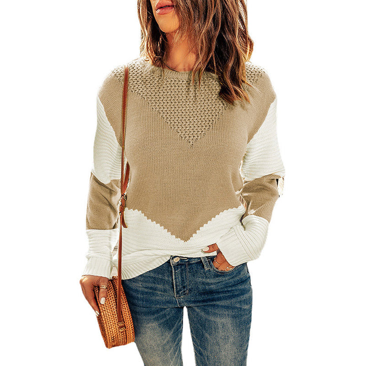 Damen Strickpullover mit modernem Farbblock und strukturiertem Design Drune