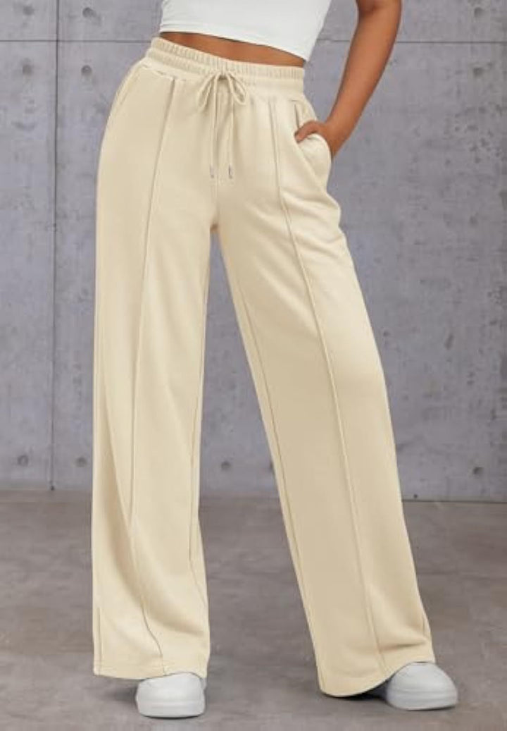 Damen Komfortable Weite Sweatpants mit elastischem Bund und praktischen Taschen Drune