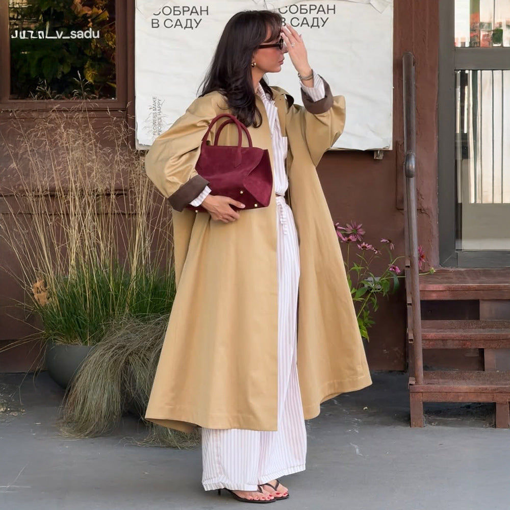 Damen Modischer Oversized-Trenchcoat aus strapazierfähigem Material mit eleganten Knopfdetails Drune