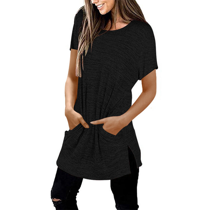 Damen Langarm-Tunika mit seitlichen Taschen und asymmetrischem Saum Drune