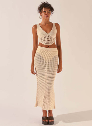 Damen gehäkeltes Crop-Top und Maxirock-Set Drune
