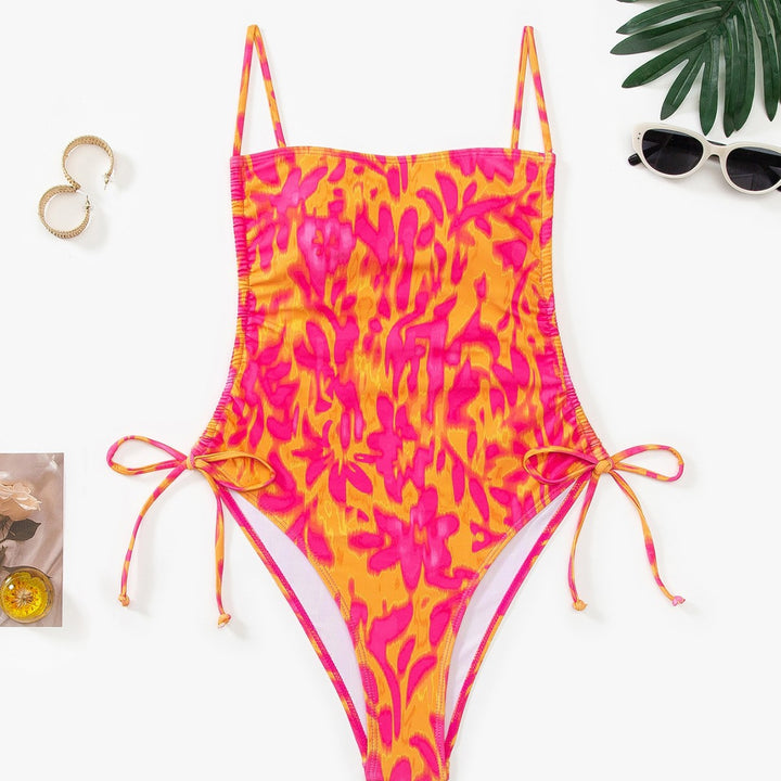 Damen Schwimmanzug mit kreativem floralen Muster und verstellbaren Trägern Drune