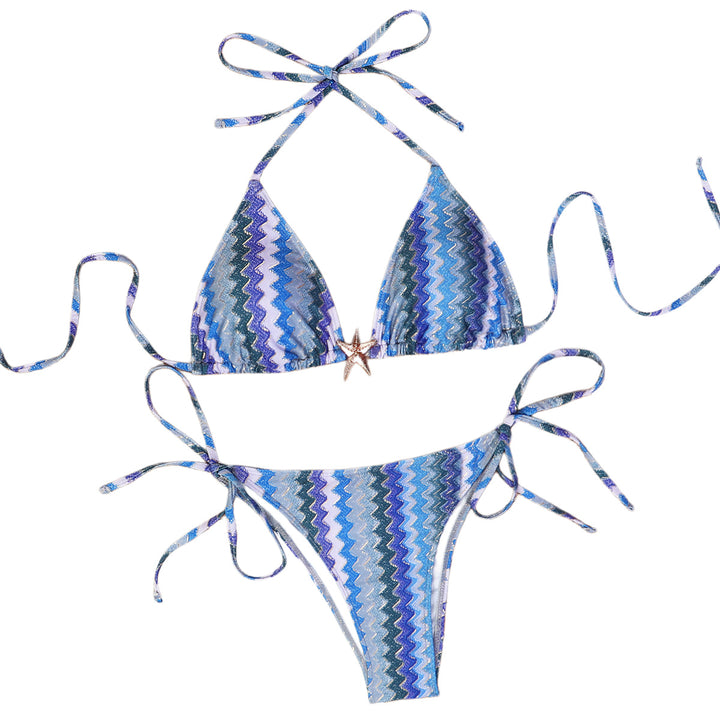 Damen Triangel-Bikini mit funkelndem Zickzackmuster Drune