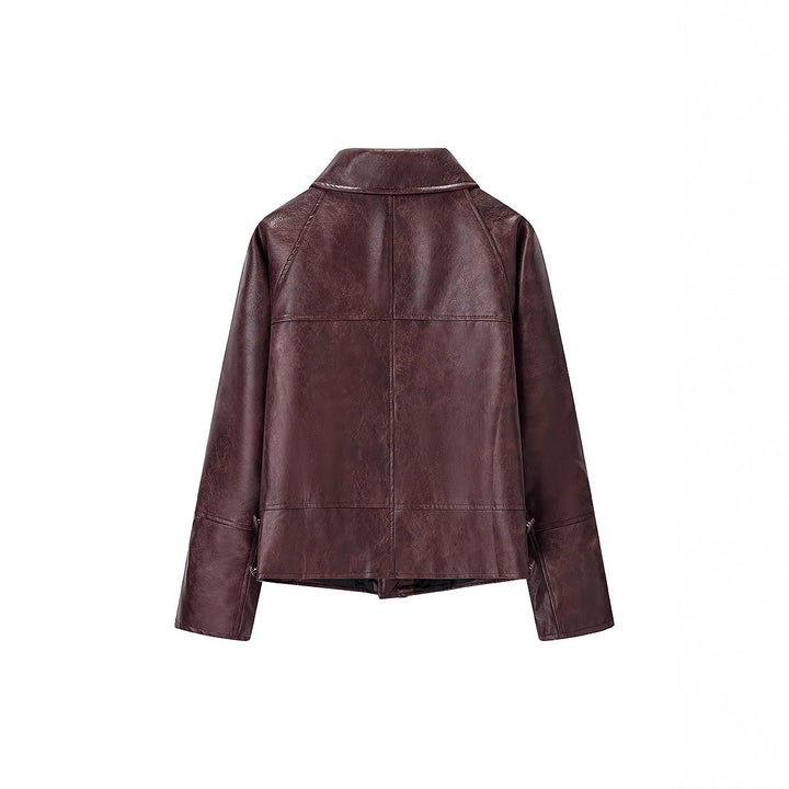 Damen Kurzjacke aus Kunstleder mit strukturiertem Design Drune