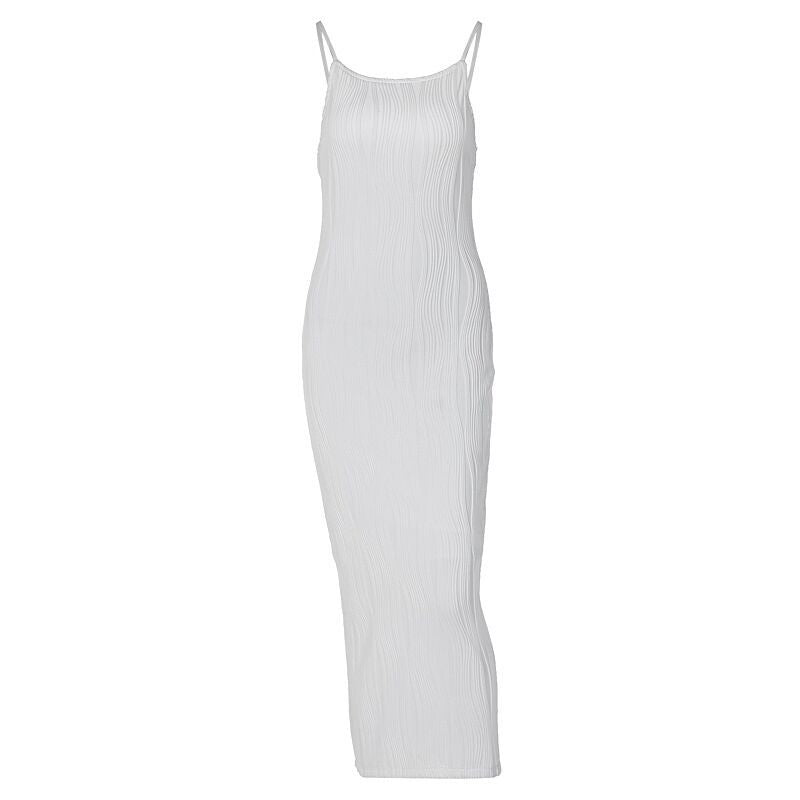 Damen Maxikleid mit elegantem Wellenmuster und figurbetontem Schnitt Drune