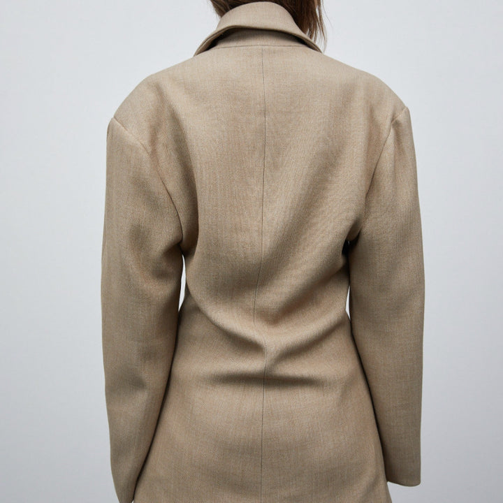Damen Modischer Oversized Blazer mit doppelter Knopfleiste und strukturiertem Stoff Drune