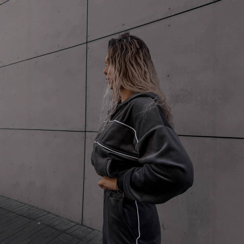 Damen Sportliches Fleece-Set mit Reißverschluss und Kapuze Drune