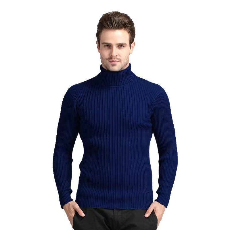 Herren nan Rippstrick Rollkragenpullover figurnaher elastischer Feinstrick Drune
