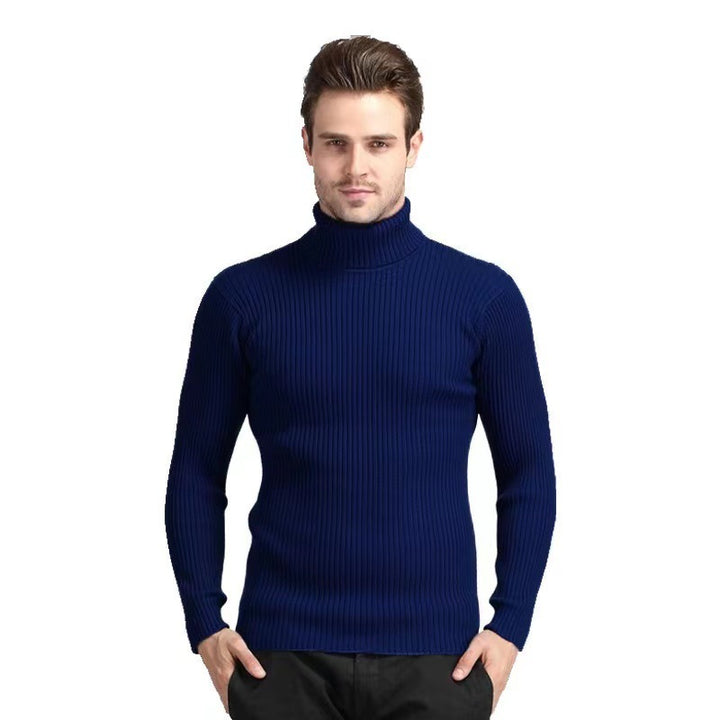 Herren nan Rippstrick Rollkragenpullover figurnaher elastischer Feinstrick Drune