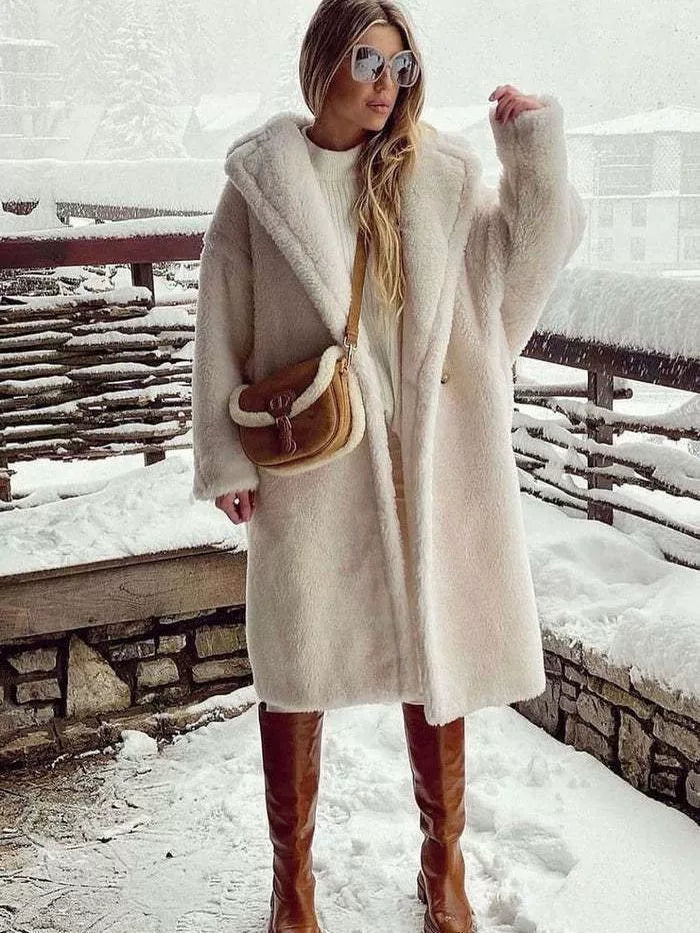 Damen gemütlicher oversized Wintermantel mit weichem Teddyfell Drune