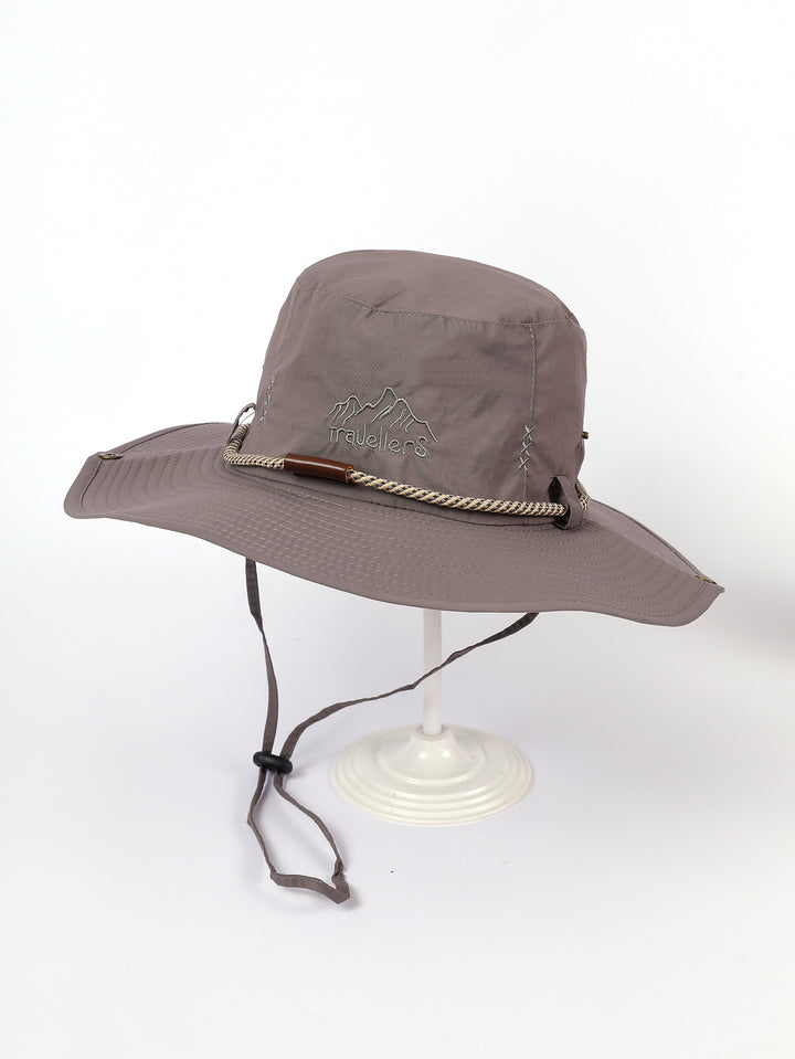 Damen Sonnenhut mit breiter Krempe und integriertem Nackenband Drune