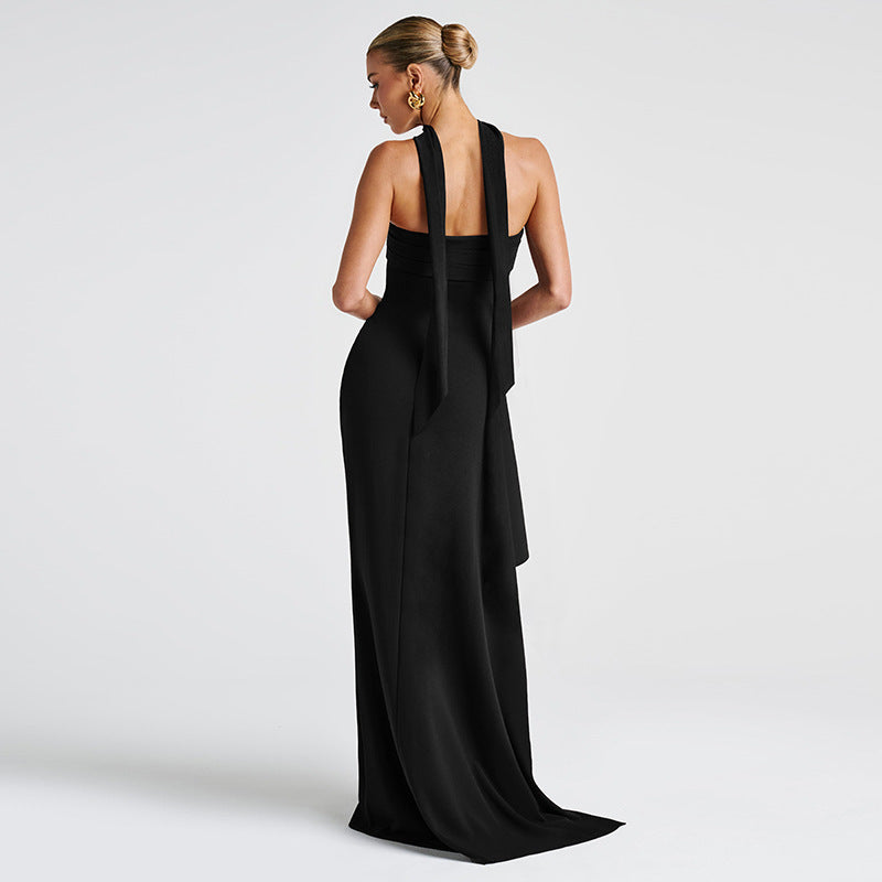 Damen Elegantes Wickelkleid mit hochgeschlossenem Design und kreativer Drapierung Drune