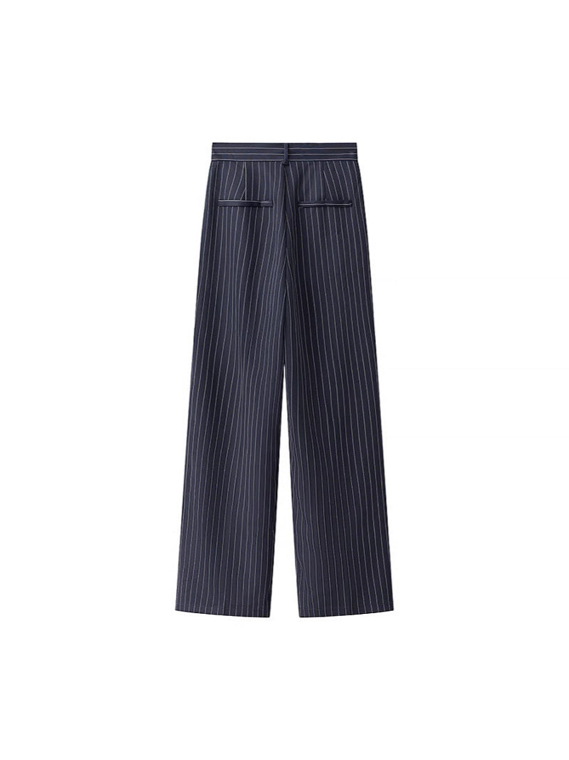 Damen weite Hochbund-Hose mit eleganten Streifen Drune