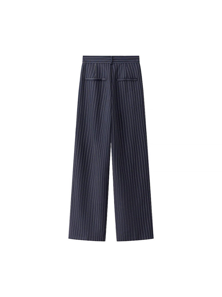 Damen weite Hochbund-Hose mit eleganten Streifen Drune