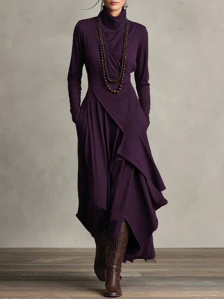 Damen Elegantes Maxikleid mit drapiertem Oberteil und asymmetrischem Schnitt Drune