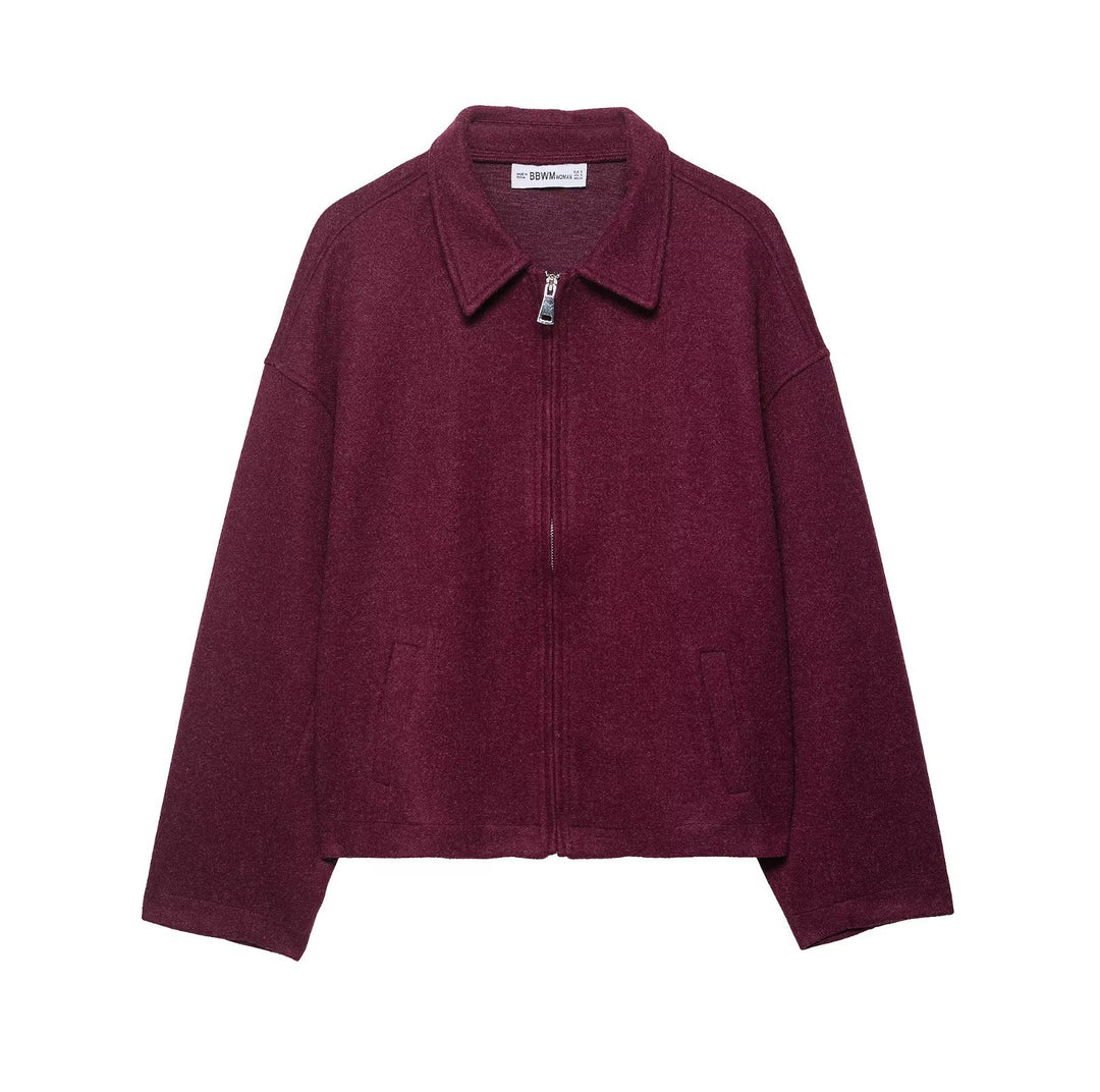 Damen Modische Übergangsjacke mit stylishem Stehkragen und praktischen Reißverschlusstaschen Drune