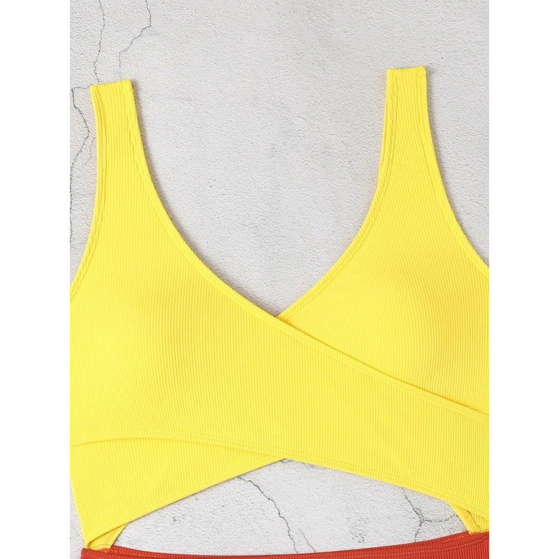 Damen Cut-Out Badeanzug mit hohem Bund und Wickeldesign Drune