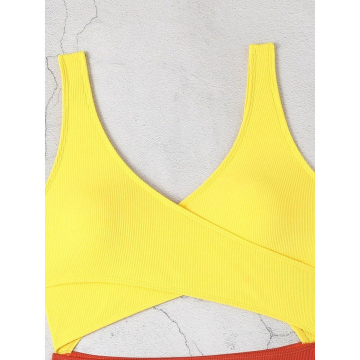 Damen Cut-Out Badeanzug mit hohem Bund und Wickeldesign Drune
