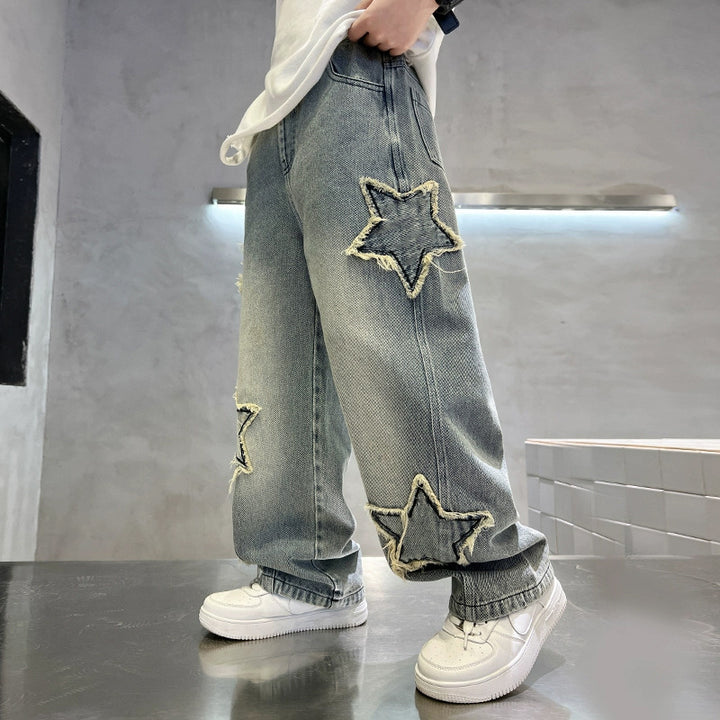 Damen modische Jeans mit Stern-Details Drune