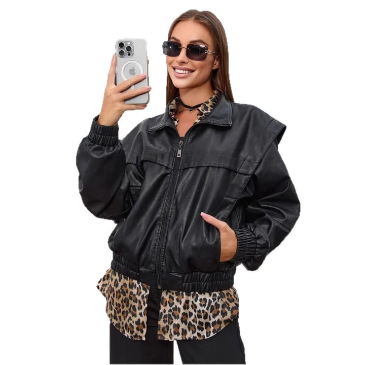 Damen modische Kunstlederjacke Drune