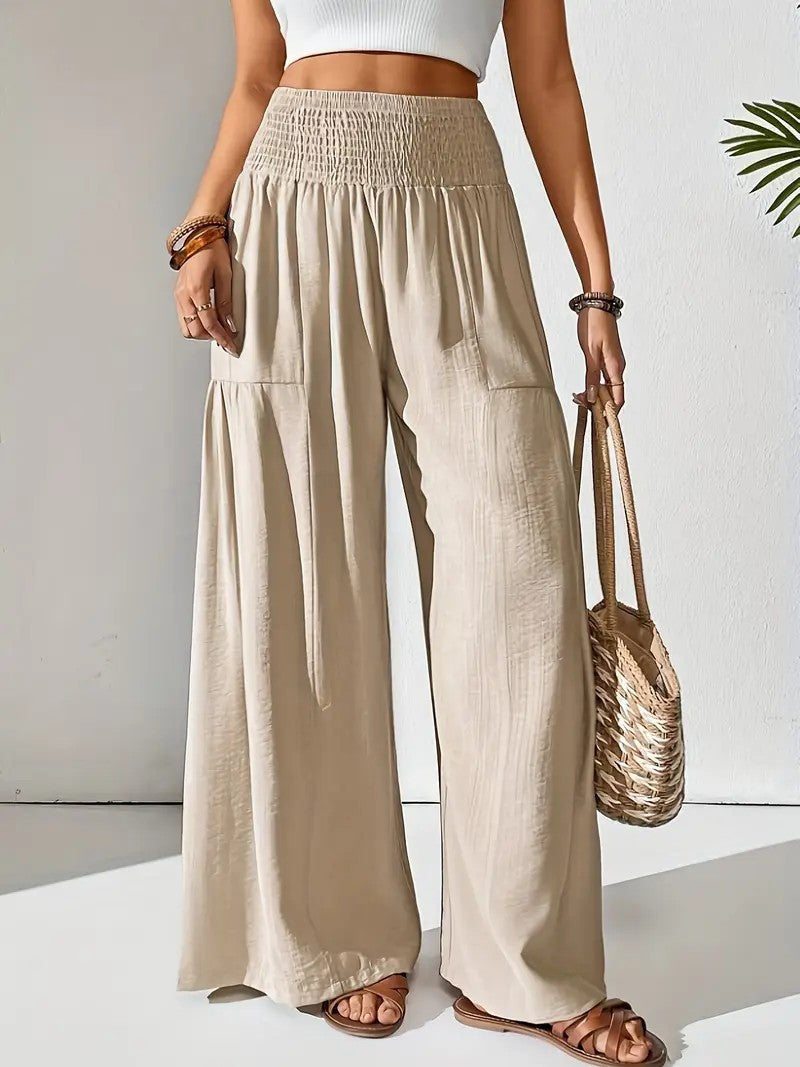 Damen weite Sommerhose mit elastischem Bund und seitlichen Eingrifftaschen Drune