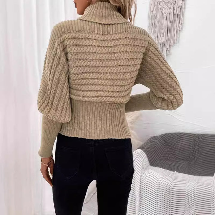 Damen Modischer Rollkragenpullover mit strukturiertem Design Drune