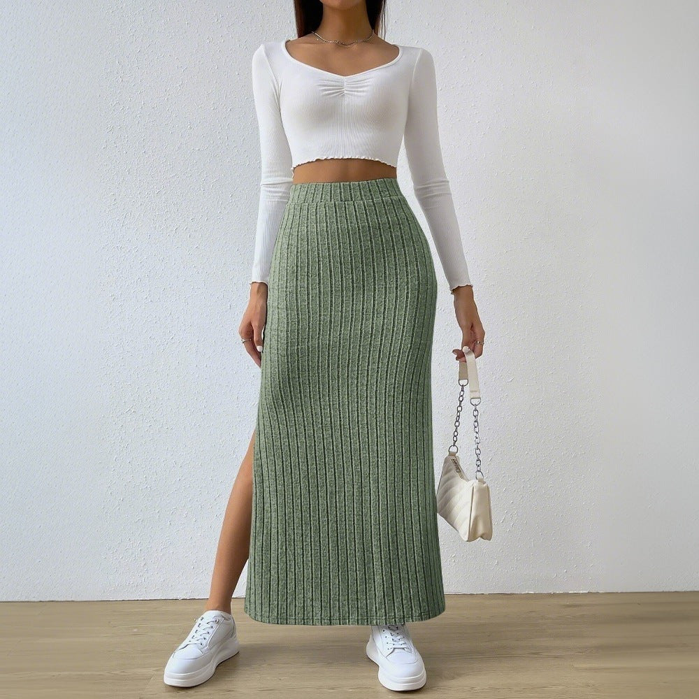 Damen Maxirock mit elegantem Rippendesign und seitlichem Schlitz Drune