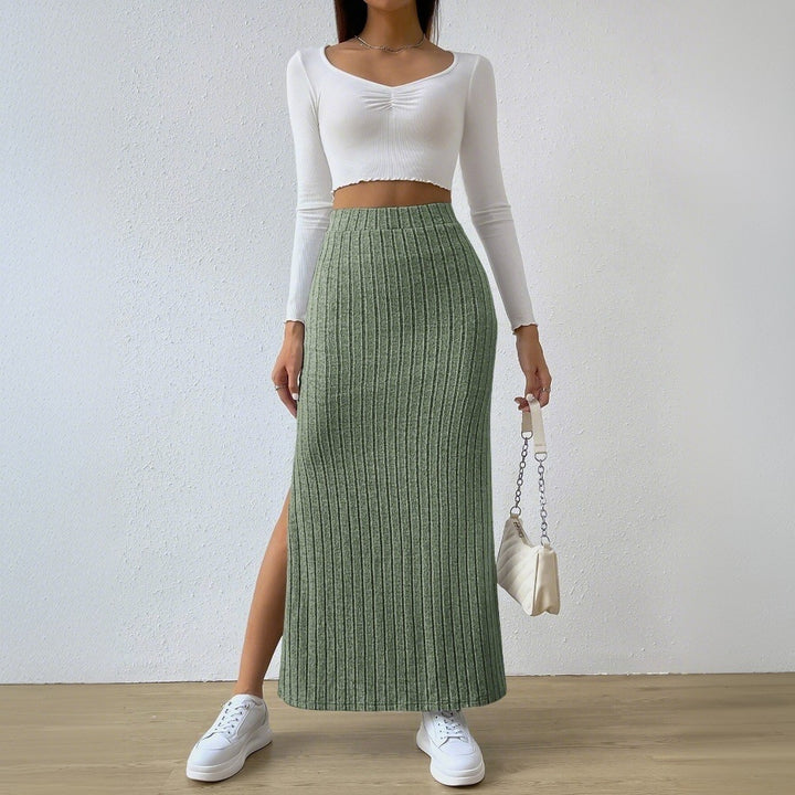 Damen Maxirock mit elegantem Rippendesign und seitlichem Schlitz Drune