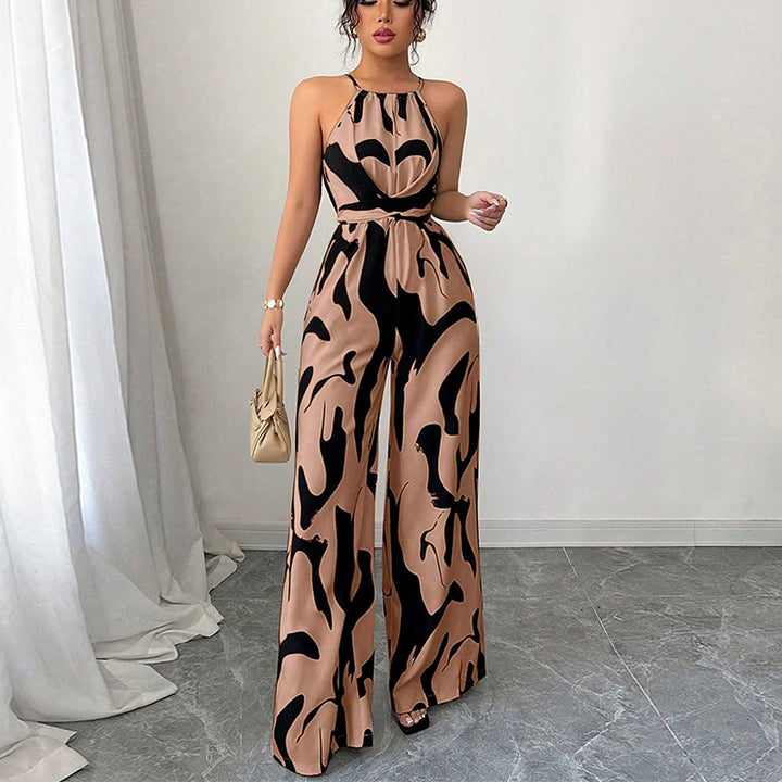 Damen Eleganter Jumpsuit mit aufregendem Muster und weitem Bein Drune