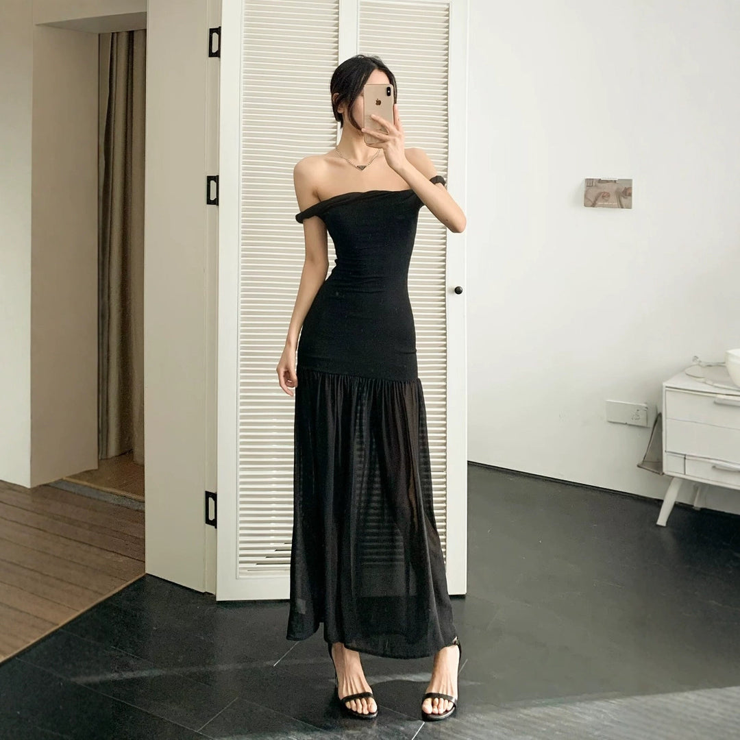 Damen Maxi-Kleid mit elegantem Schößchen Drune
