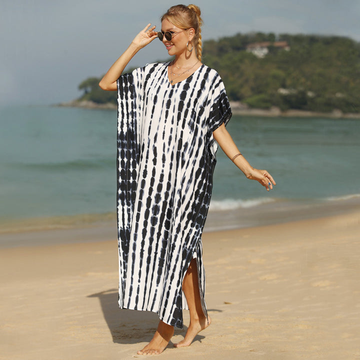 Damen luftiger Strandkaftan mit asymmetrischem Schnitt Drune