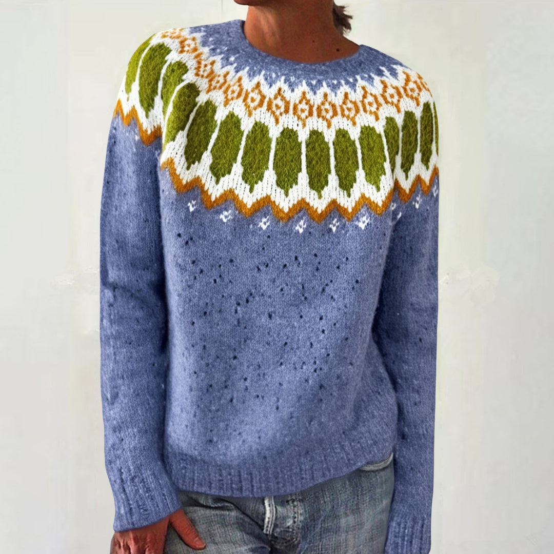Damen nan Norwegerpullover aus Wollmix mit Rundhalsausschnitt und traditionellem Fair-Isle-Yoke Drune