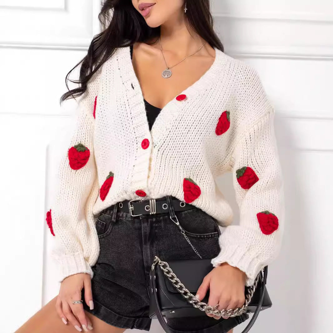 Damen Pullover mit fruchtiger Stickerei Drune