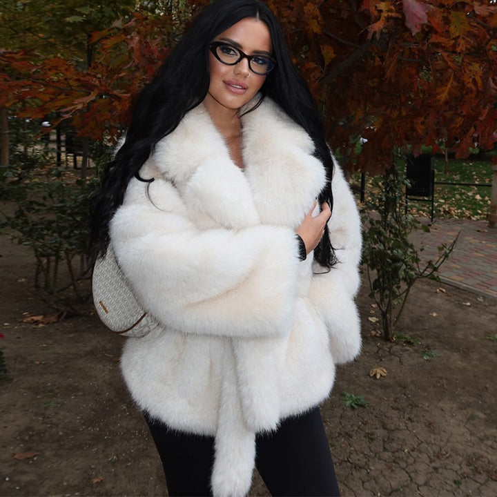 Damen Pelzmantel mit oversized Schnitt und weichem Innenfutter Drune
