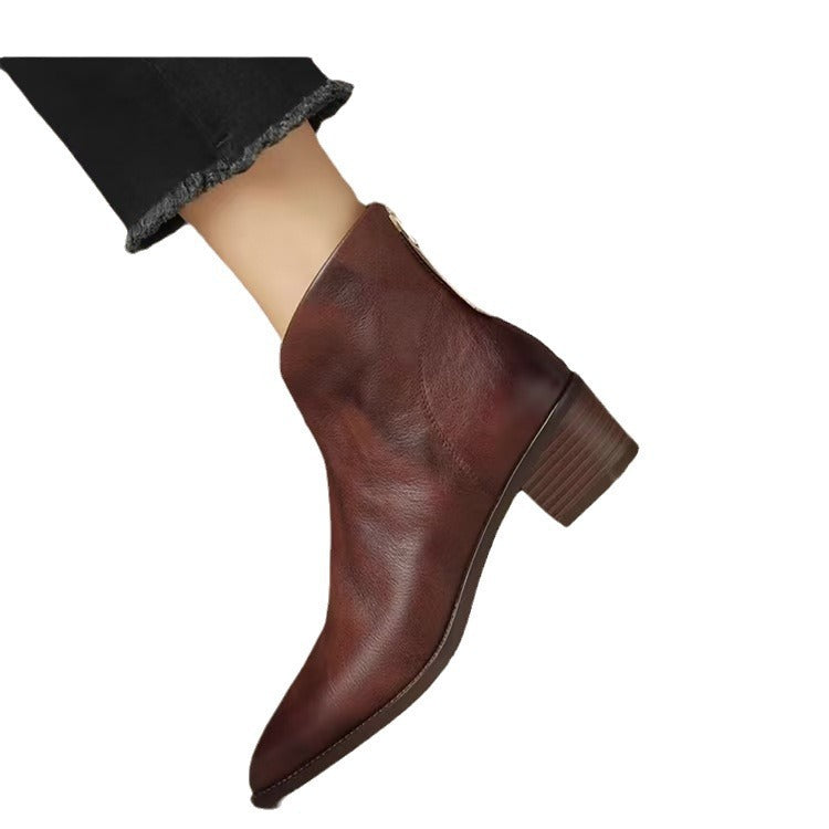 Damen nan spitze Chelsea-inspirierte Stiefelette mit asymmetrischem Schaft und mittelhohem Blockabsatz Drune