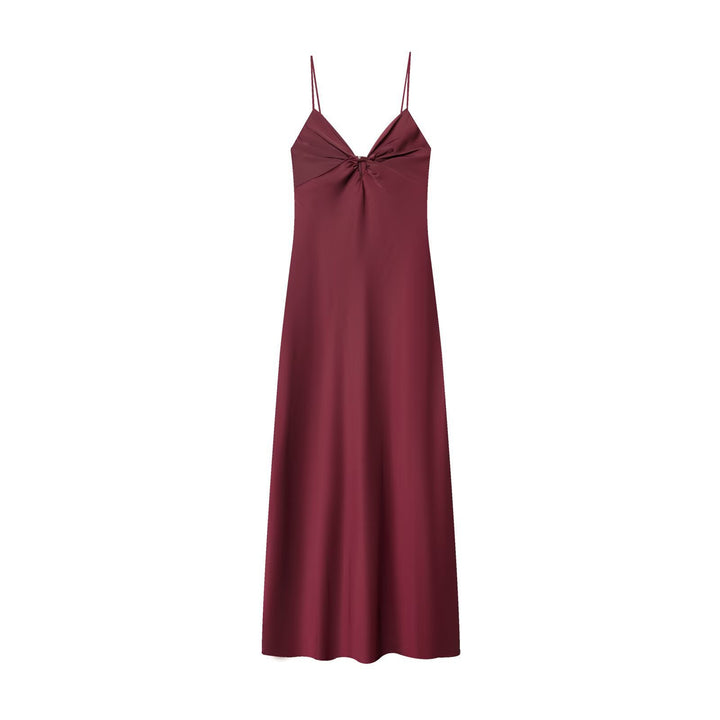 Damen Maxikleid mit elegantem Wasserfallausschnitt und zarter Drapierung Drune