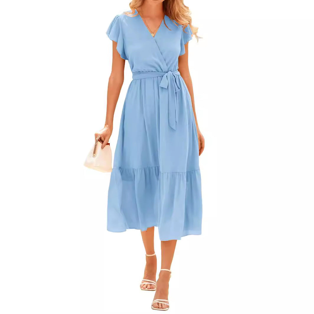 Damen Wickelkleid mit voluminösen Ärmeln Drune