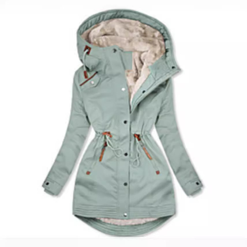 Damen Wintersaison Parka mit warmer Fleece-Fütterung Drune